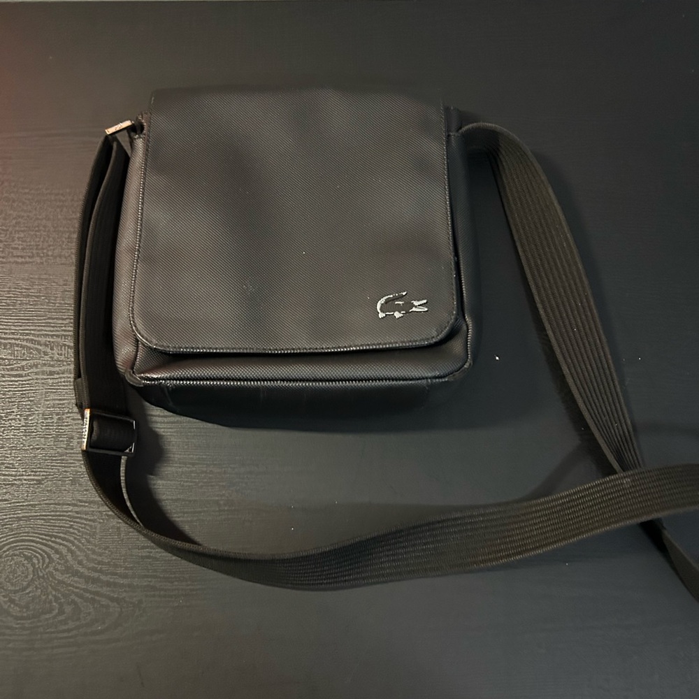 Lacoste Black Messenger Bag for Men